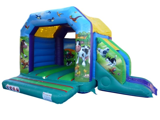 Farmyard Bounce & Slide Dimensions: D 3.8m L 5.6m H 3.10m Suitable for children of around 4-16 years 